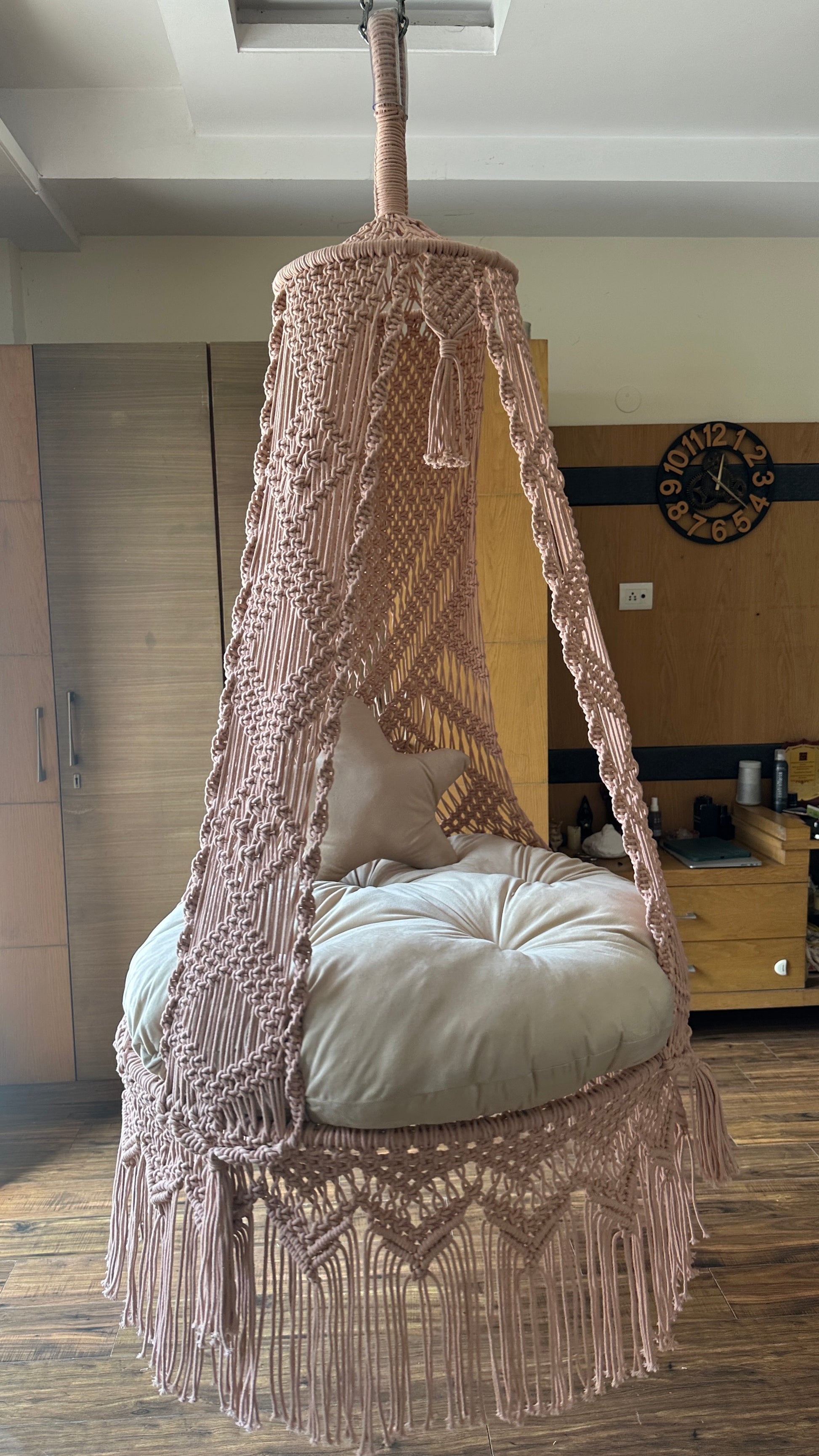 Blush Macrame single Seater swing for adults