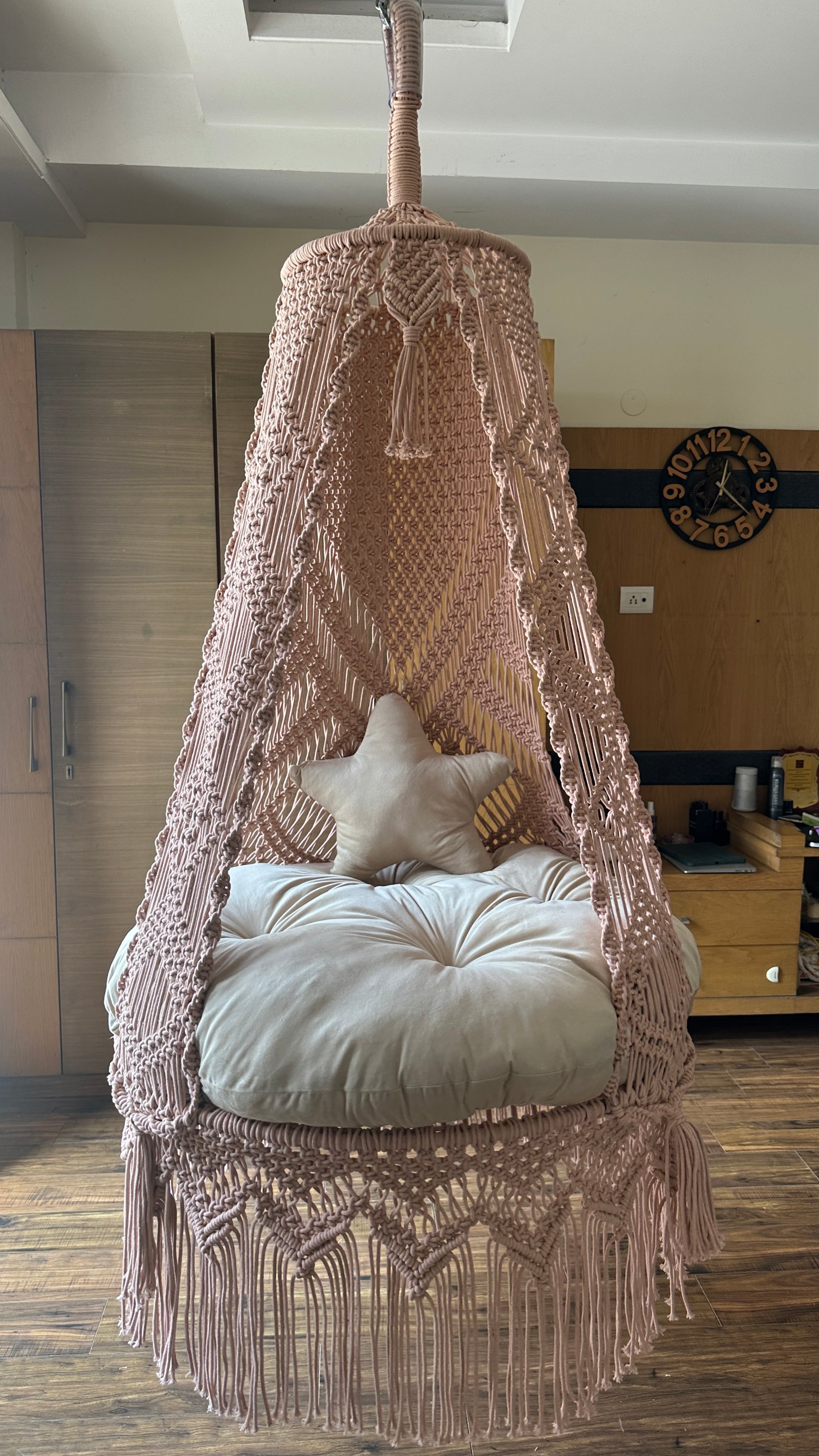 Blush Macrame single Seater swing for adults