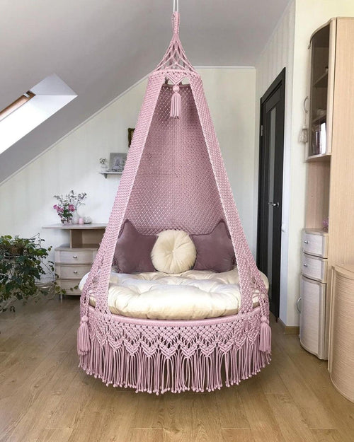 Ballet pink Outdoor Macrame Swing Seat