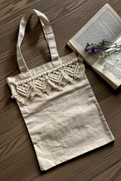 Handcrafted White Macrame Tote