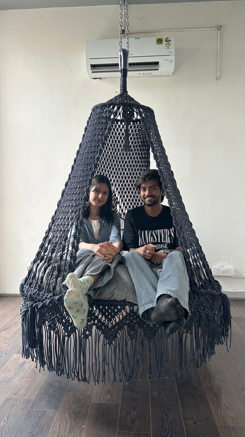 Stone Grey Macrame Lounge Swing