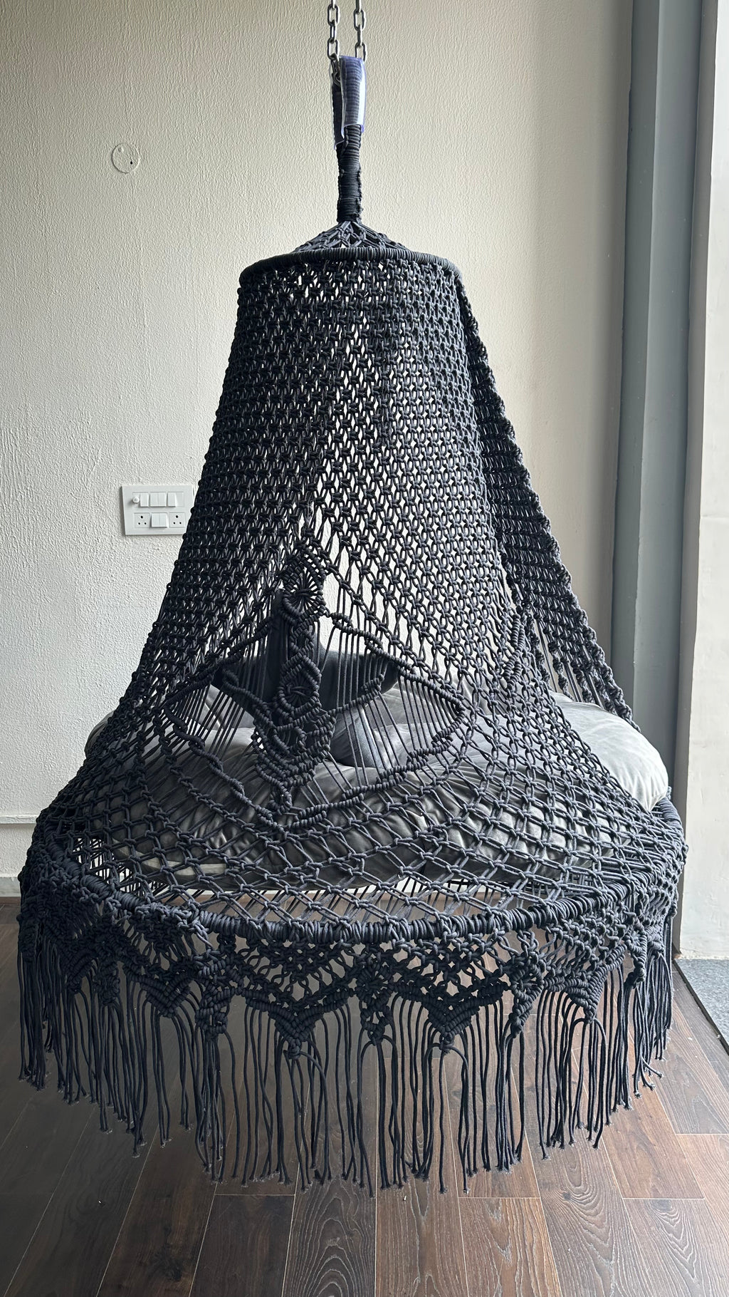 Stone Grey Macrame Lounge Swing