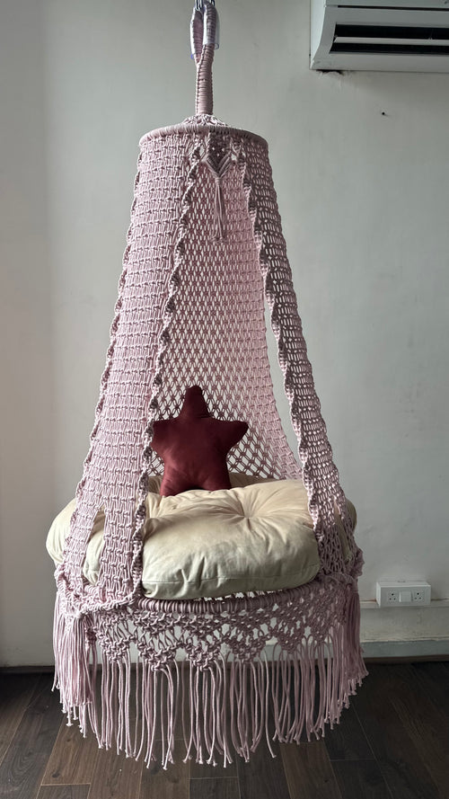 Ballet pink Outdoor Macrame Swing Seat