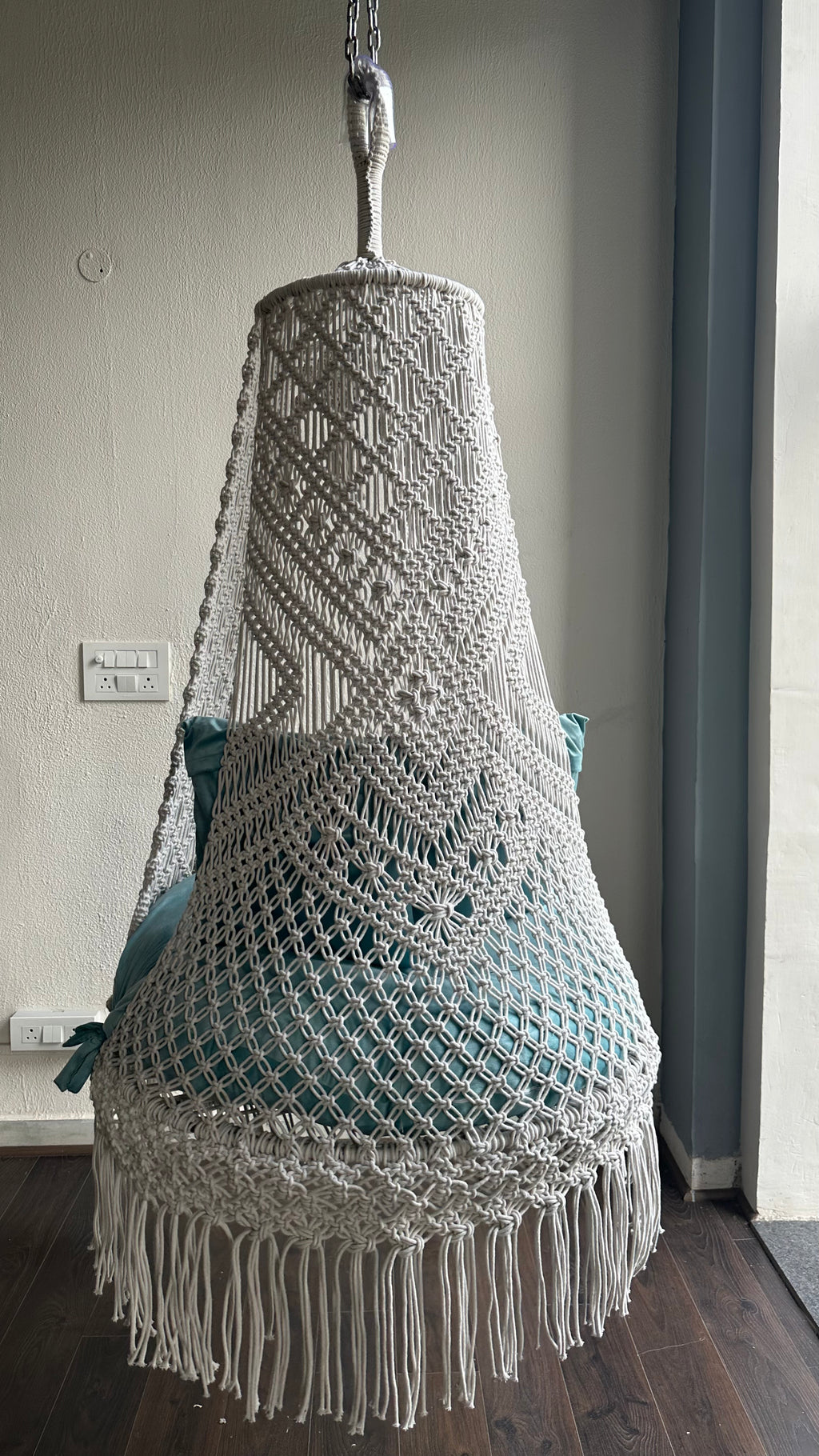 Periwinkle Adult Macrame Hanging Chair