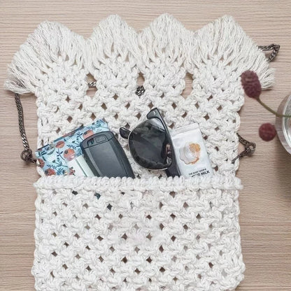 Chic White Macrame Handbags