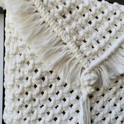 Stylish White Macrame Handbag