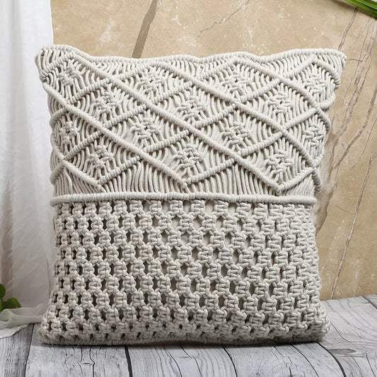 Pure White Macrame Decorative Cushion