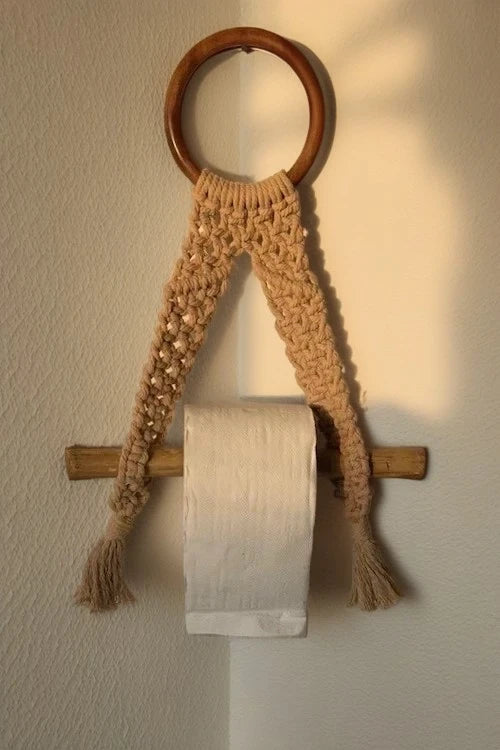 Beige Macrame Tissue Paper Holder