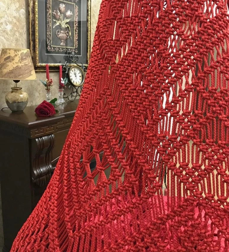 Red Velvet Macrame swing single seater