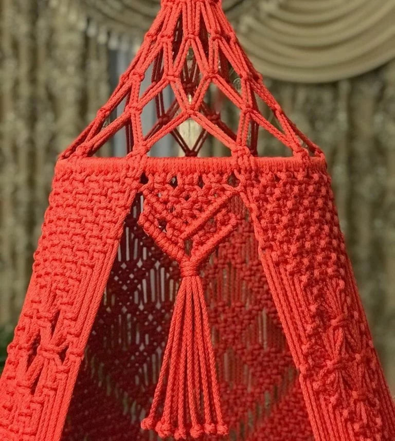 Red Velvet Macrame Cushions