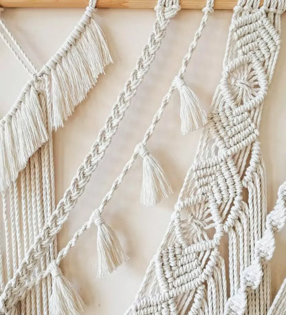 White Woven Macrame Curtain Panels