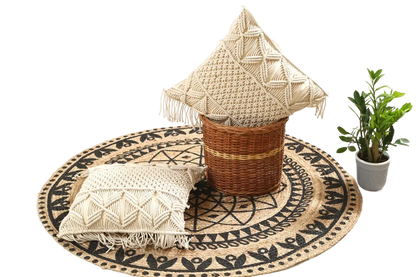 Luxury White Macrame Pillow