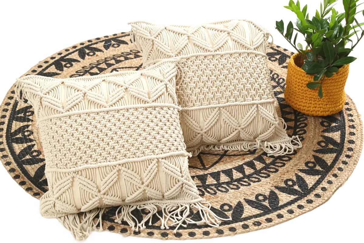 Luxury White Macrame Pillow