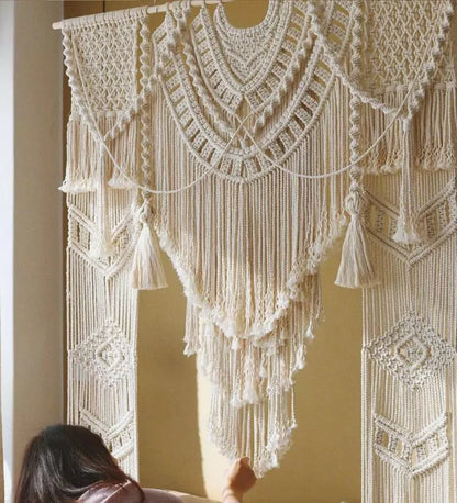 Handcrafted White Macrame Curtains