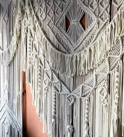 Elegant White Macrame Window Curtains