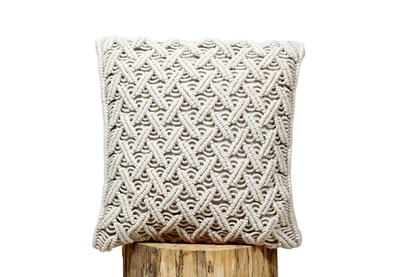 White Bohemian Macrame Cushion