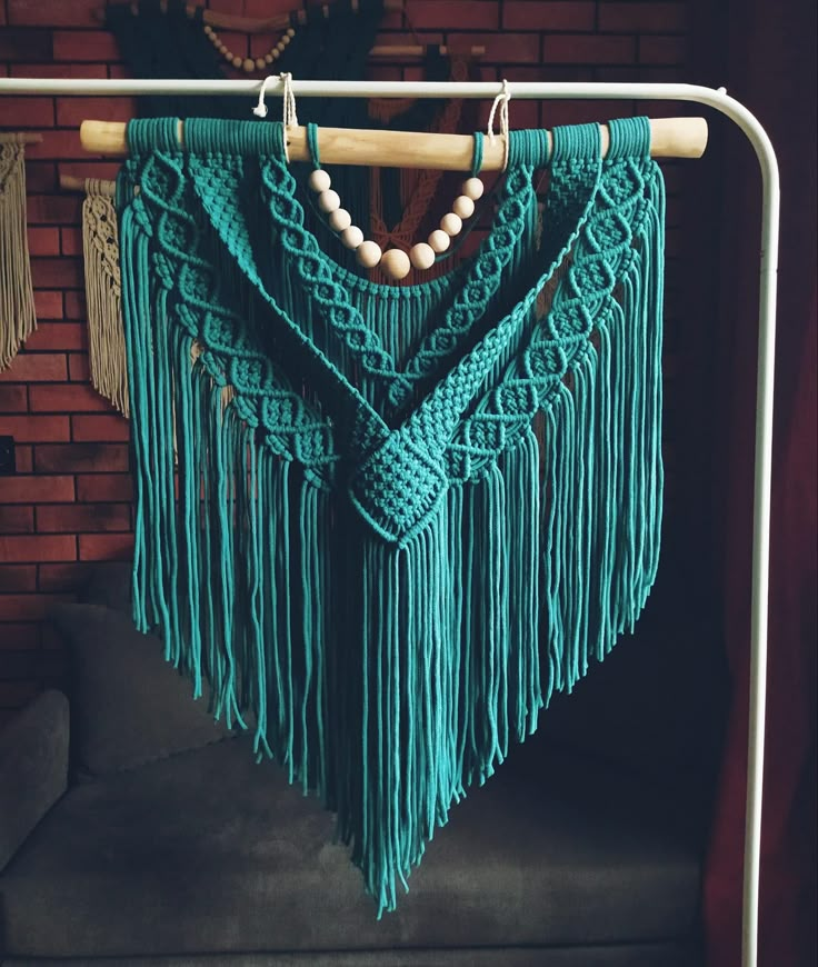 Boho Macrame Wall Hanging – Teal Elegance