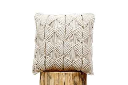 Handcrafted White Macrame Cushion