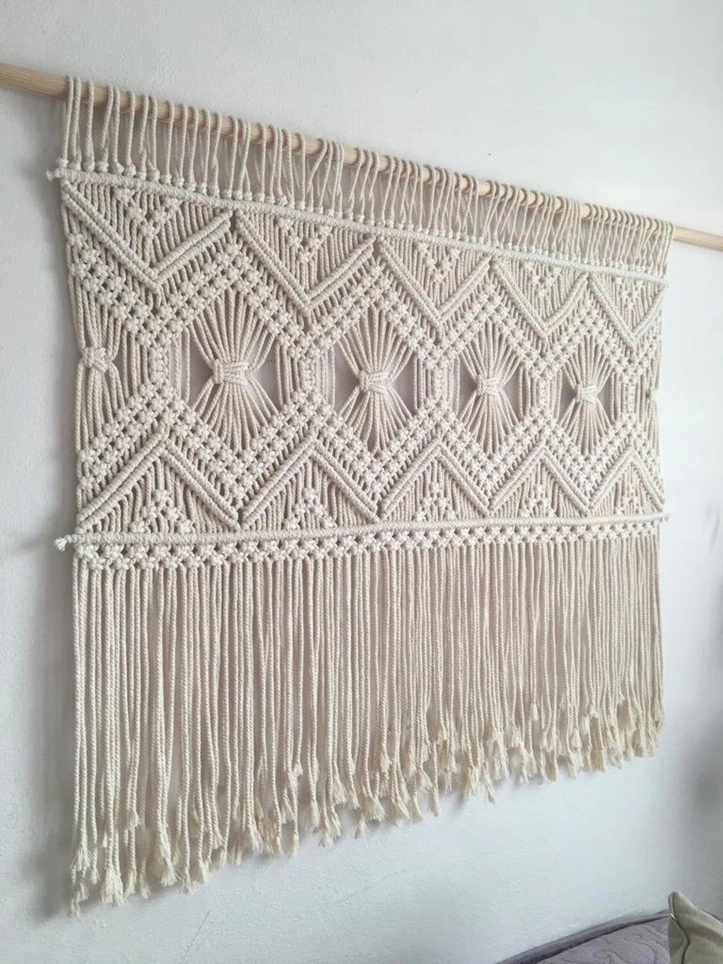 Handwoven Macrame Wall Hanging – Geometric Boho Decor