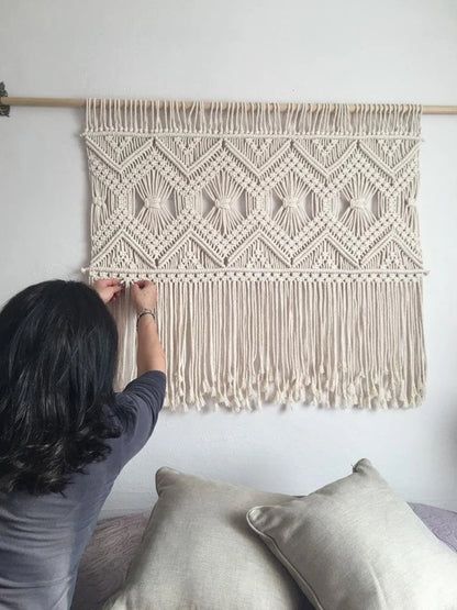 Handwoven Macrame Wall Hanging – Geometric Boho Decor