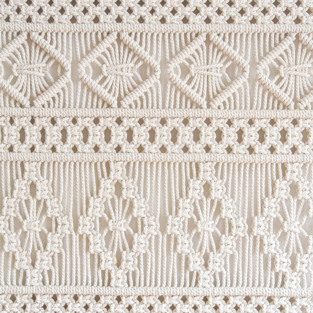 Macrame white wall hanging straight 20 inches