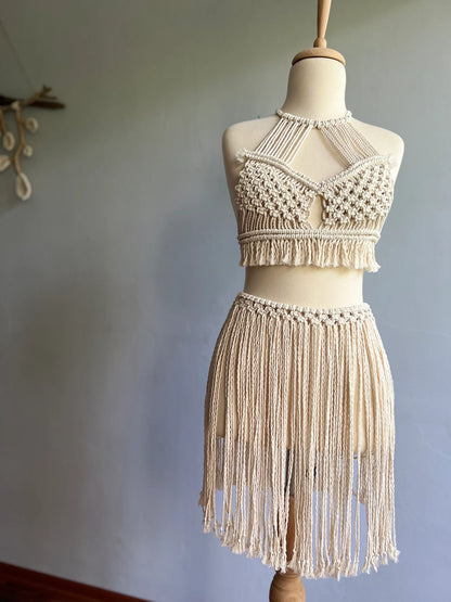 Handmade Macrame Two-Piece Set - Boho Beach Chic