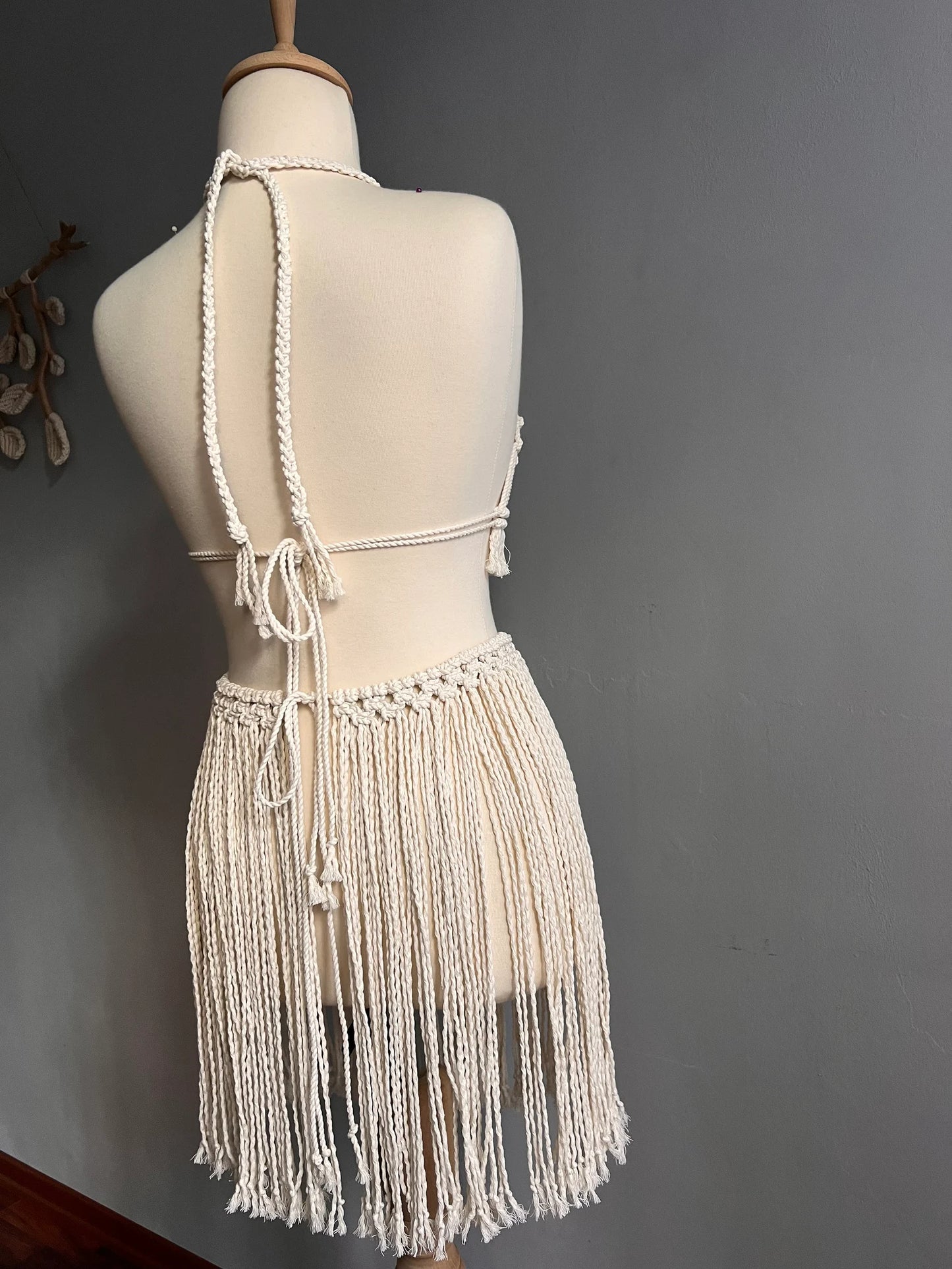 Handmade Macrame Two-Piece Set - Boho Beach Chic