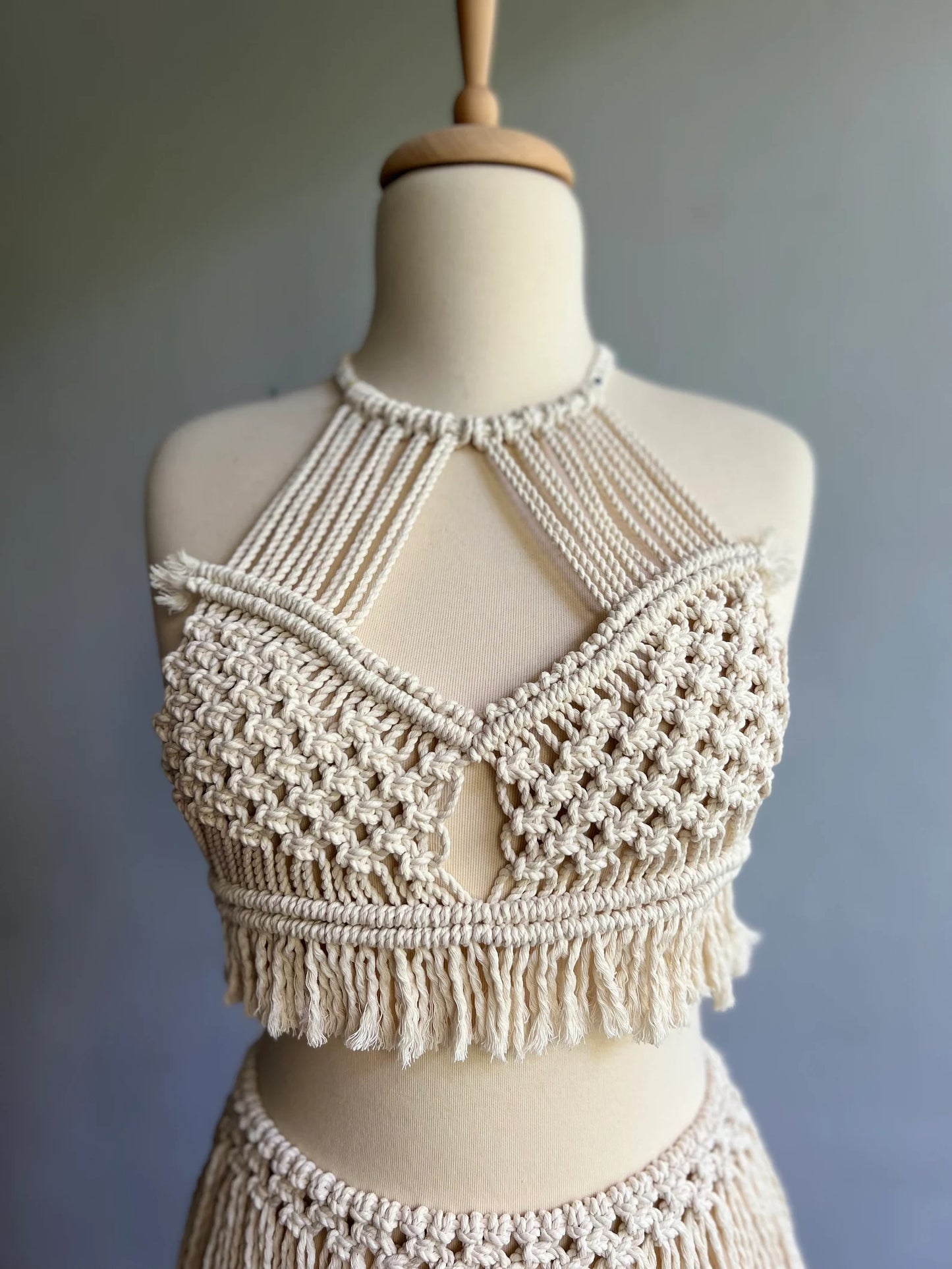 Handmade Macrame Two-Piece Set - Boho Beach Chic