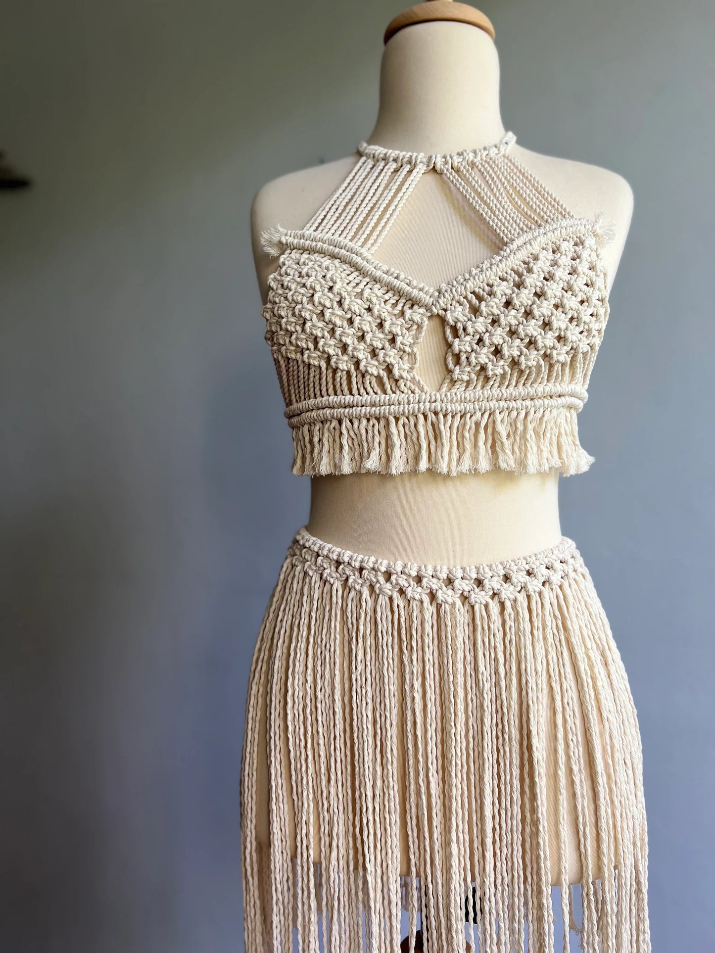 Handmade Macrame Two-Piece Set - Boho Beach Chic