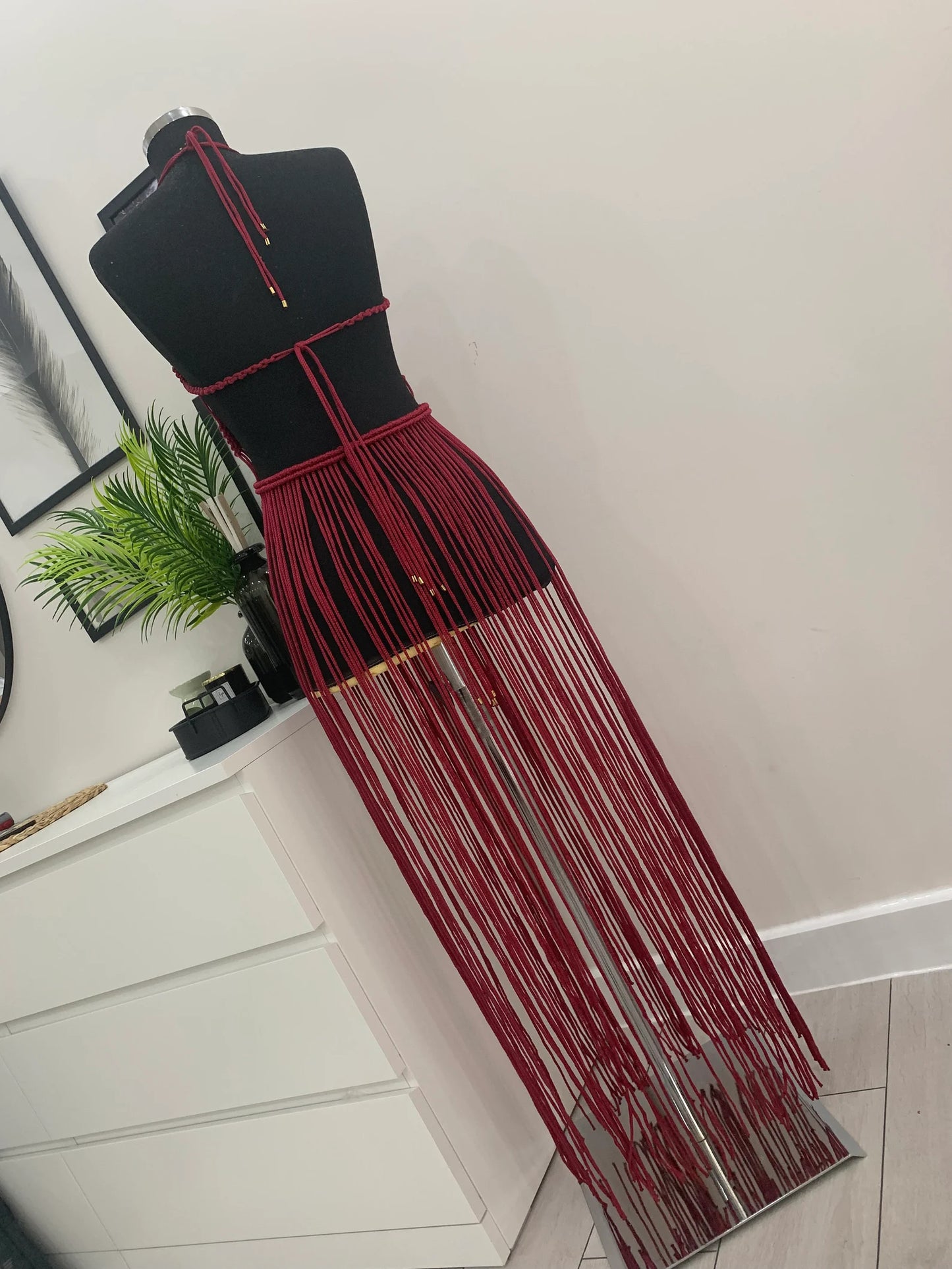 Handmade Macrame Dress - Wine Red Elegance