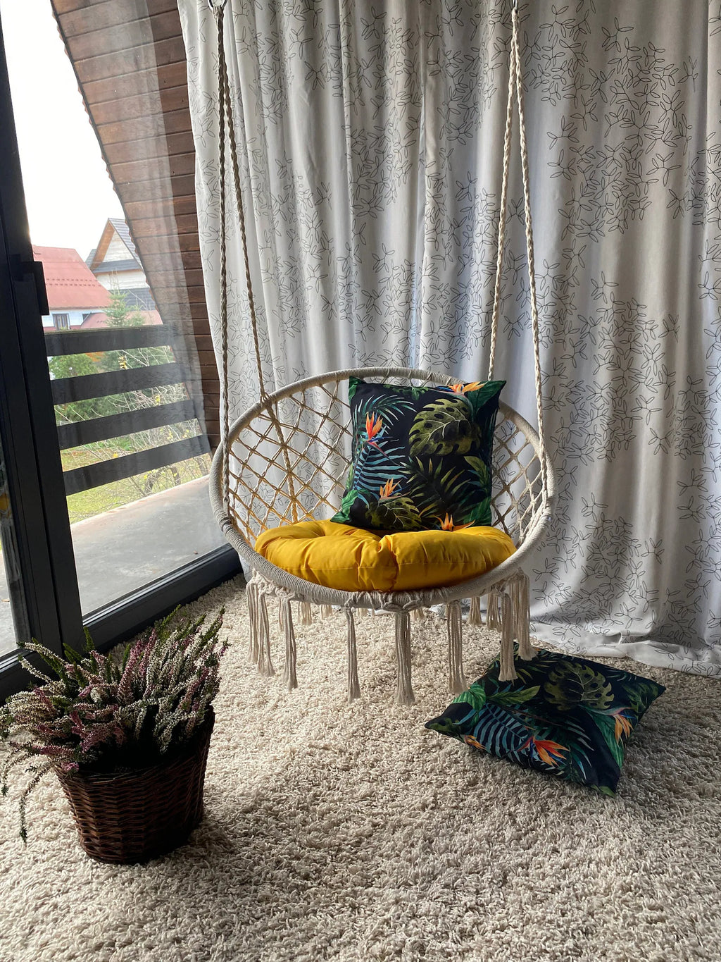 Boho Macrame hanging Swing Chair for indoors