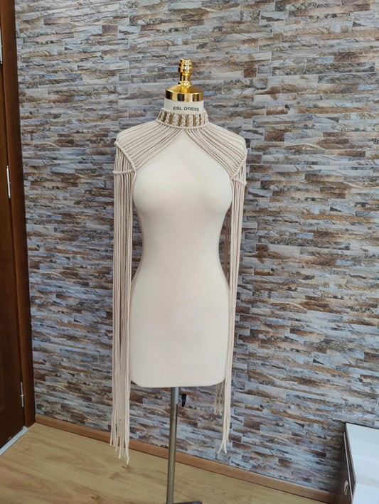 Minimalist Macrame Shoulder Drape Dress