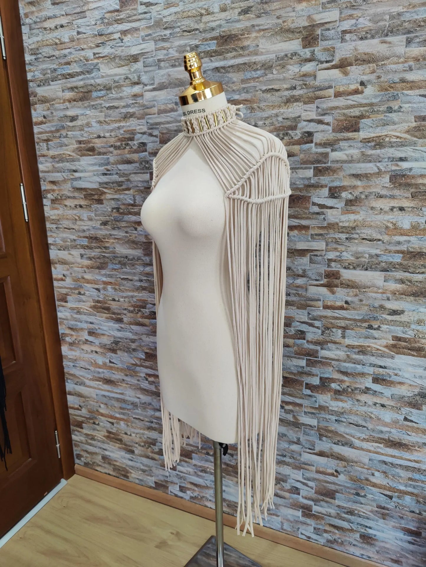 Minimalist Macrame Shoulder Drape Dress