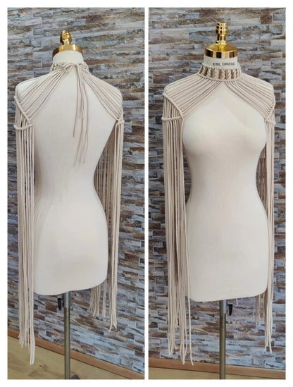 Minimalist Macrame Shoulder Drape Dress