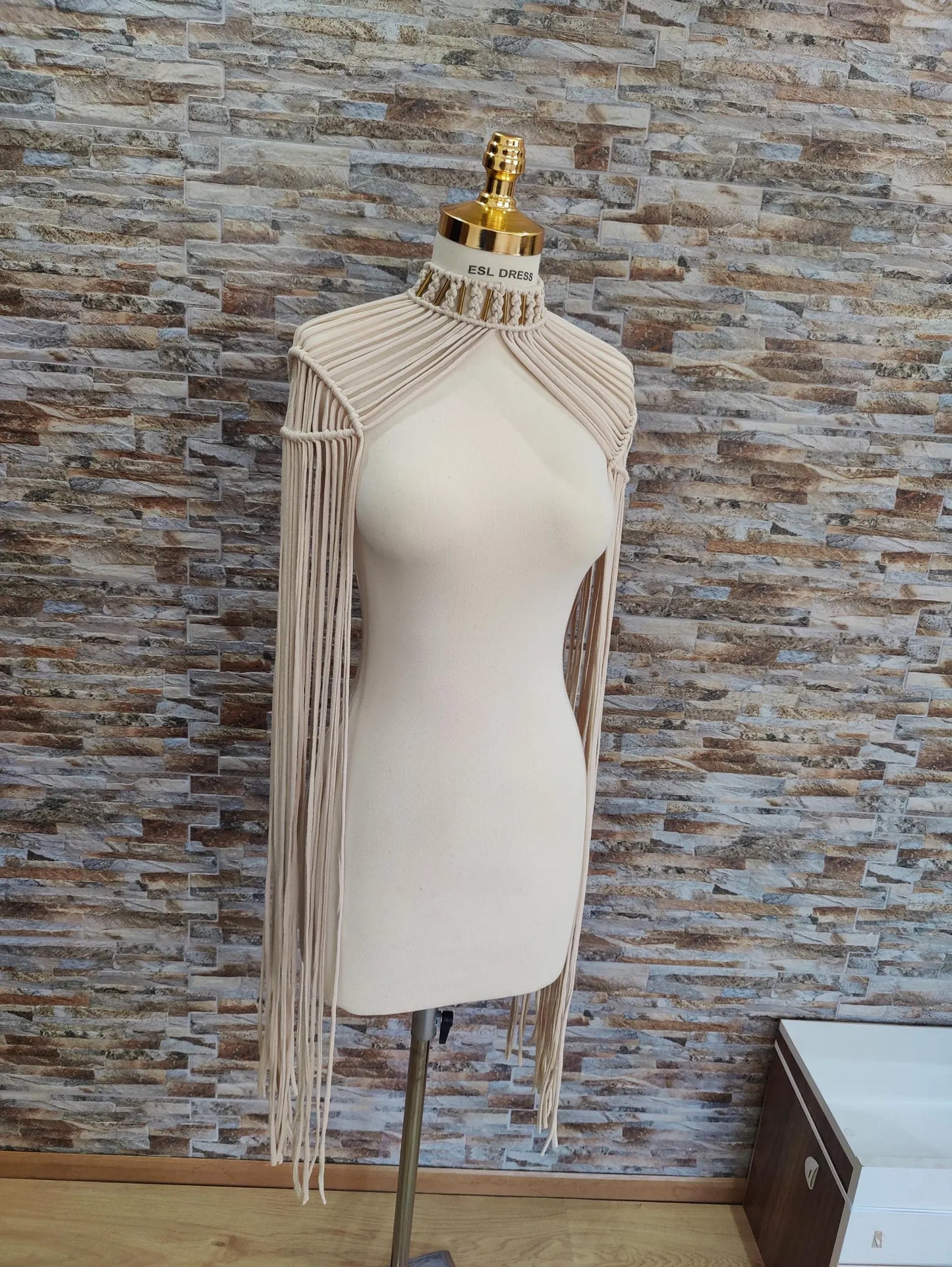 Minimalist Macrame Shoulder Drape Dress