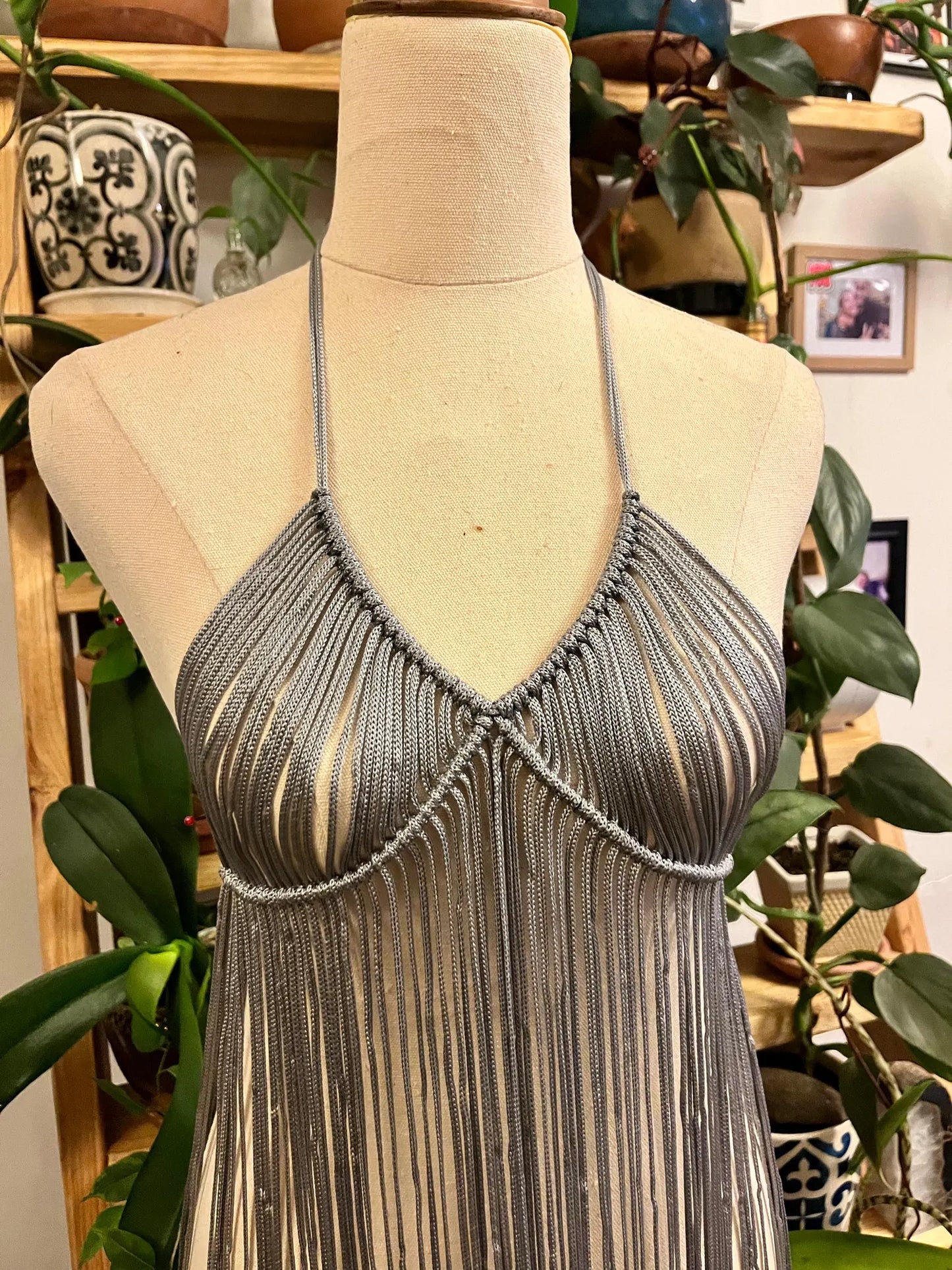 Silver Mist Macrame Dress