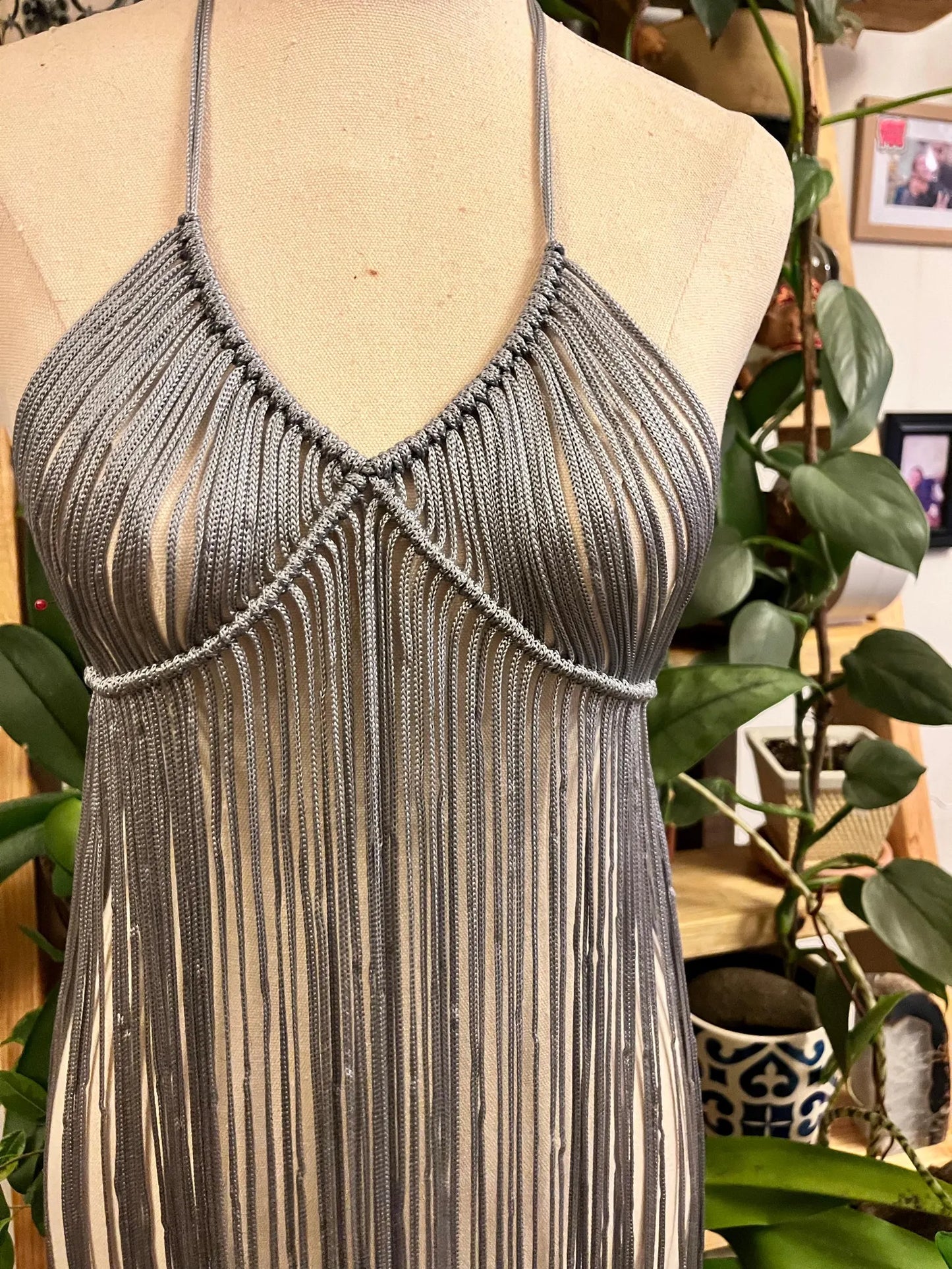 Silver Mist Macrame Dress