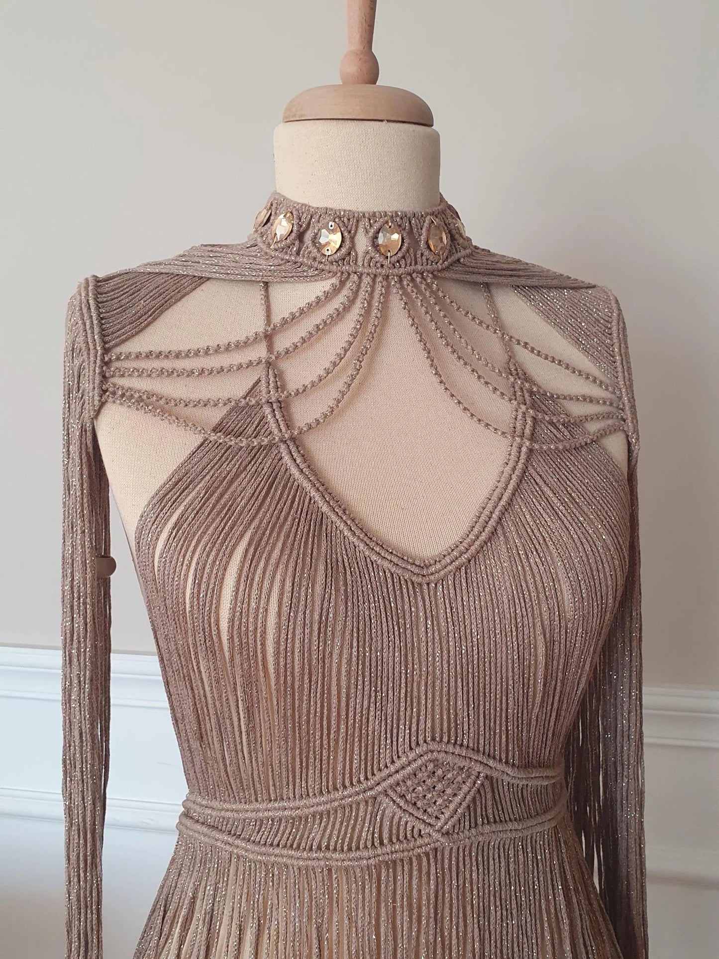 Luxe Embellished Macrame Dress