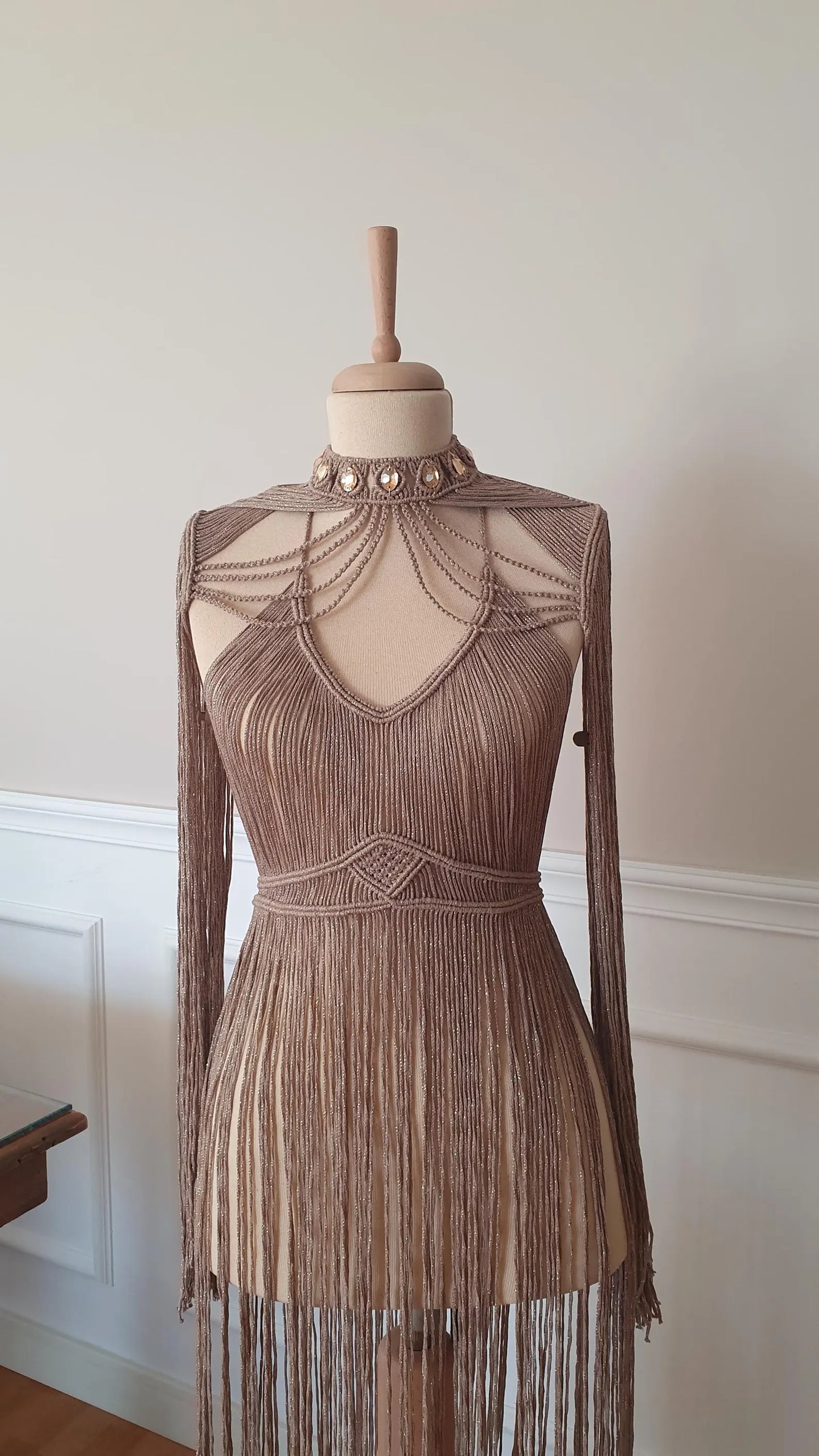 Luxe Embellished Macrame Dress