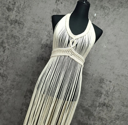 Handmade Macrame Dress - Ivory Elegance