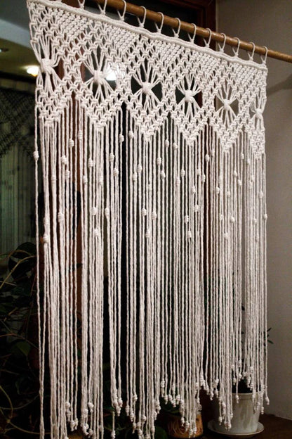 Soft White Boho Macrame Curtains