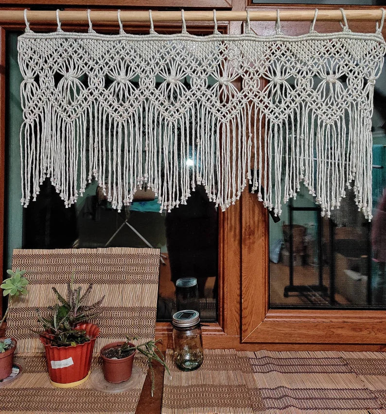 Soft White Boho Macrame Curtains