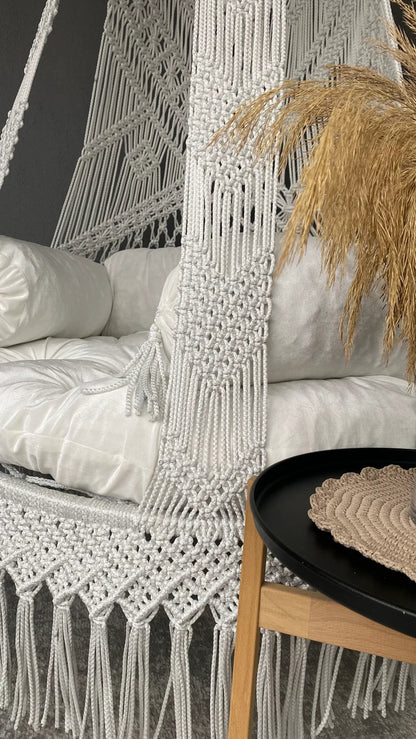 Dreamy White Macrame Swing