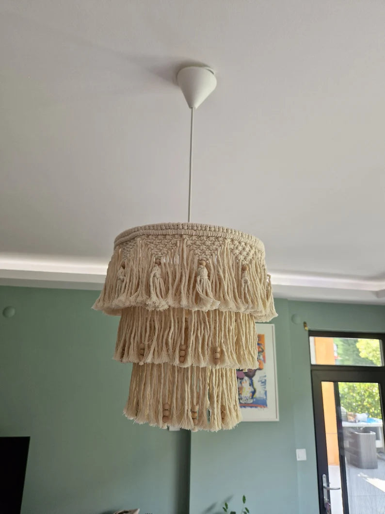 Boho Macrame Chandelier Lampshade