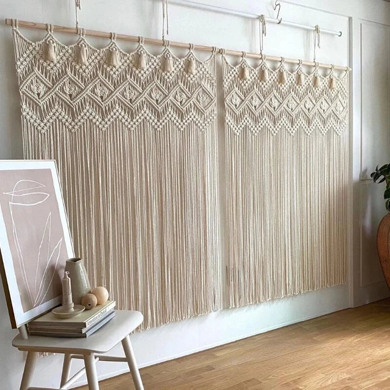 Handcrafted White Macrame Sheer Curtains