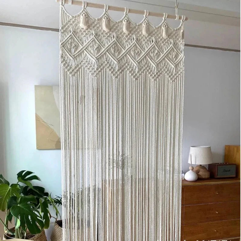 Handcrafted White Macrame Sheer Curtains