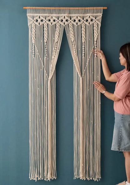 White Handmade Macrame Curtain