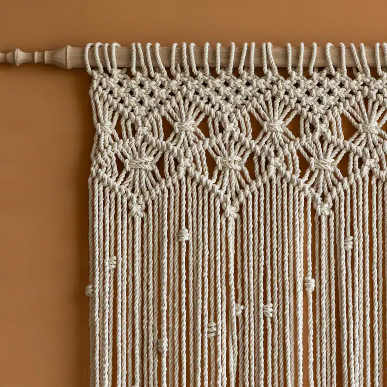 Boho White Macrame Curtain