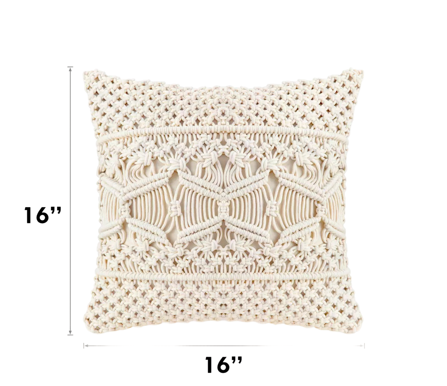 White Macrame Throw  Cushion