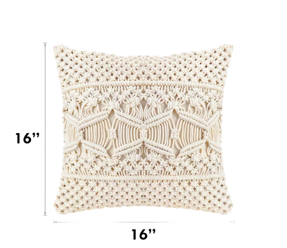 White Macrame Throw  Cushion